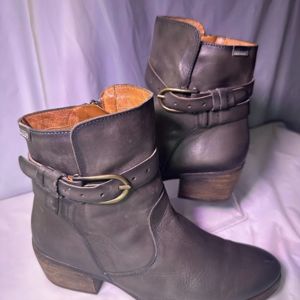 Pikolinos Dark Brown Leather Ankle Boots with Buckle - Picture 5 of 16